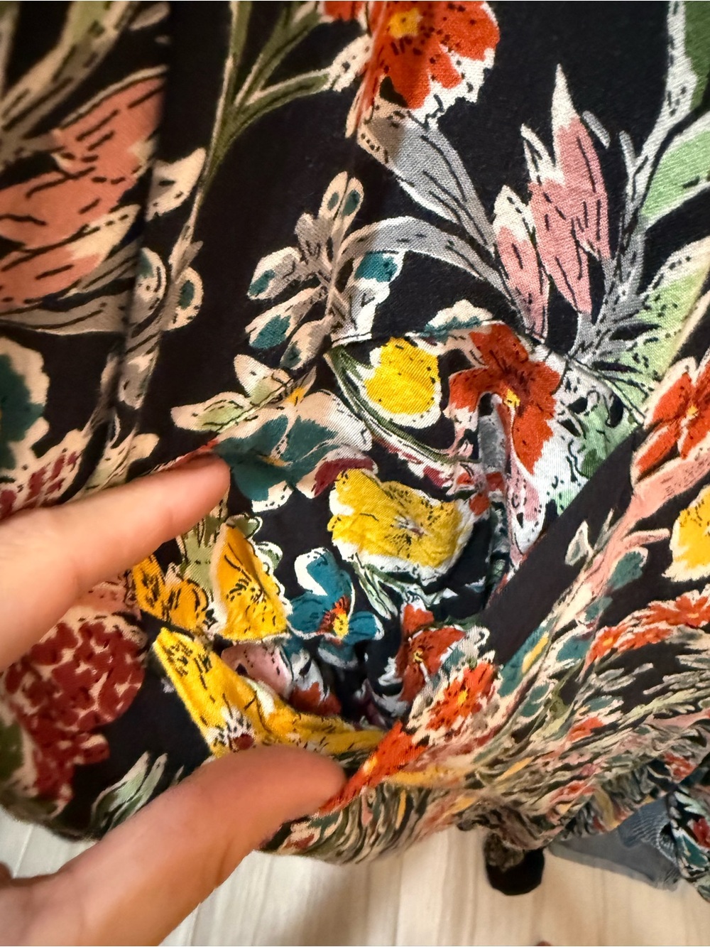 NATURAL LIFE Black Floral V-Neck Jumper - Picture 4 of 4